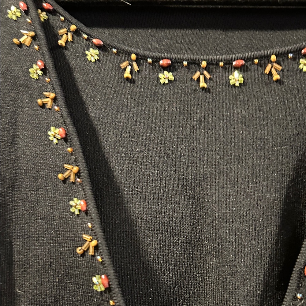 Vintage Studio I Black Tie-Front Sweater with Beaded Trim - Picture 3 of 3